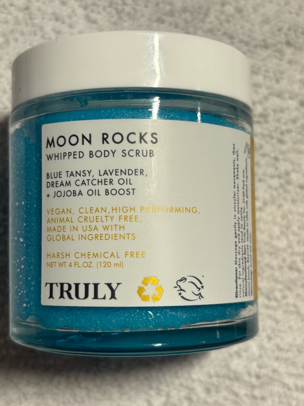 TRULY Moon Rocks Whipped Body Scrub in vivid blue